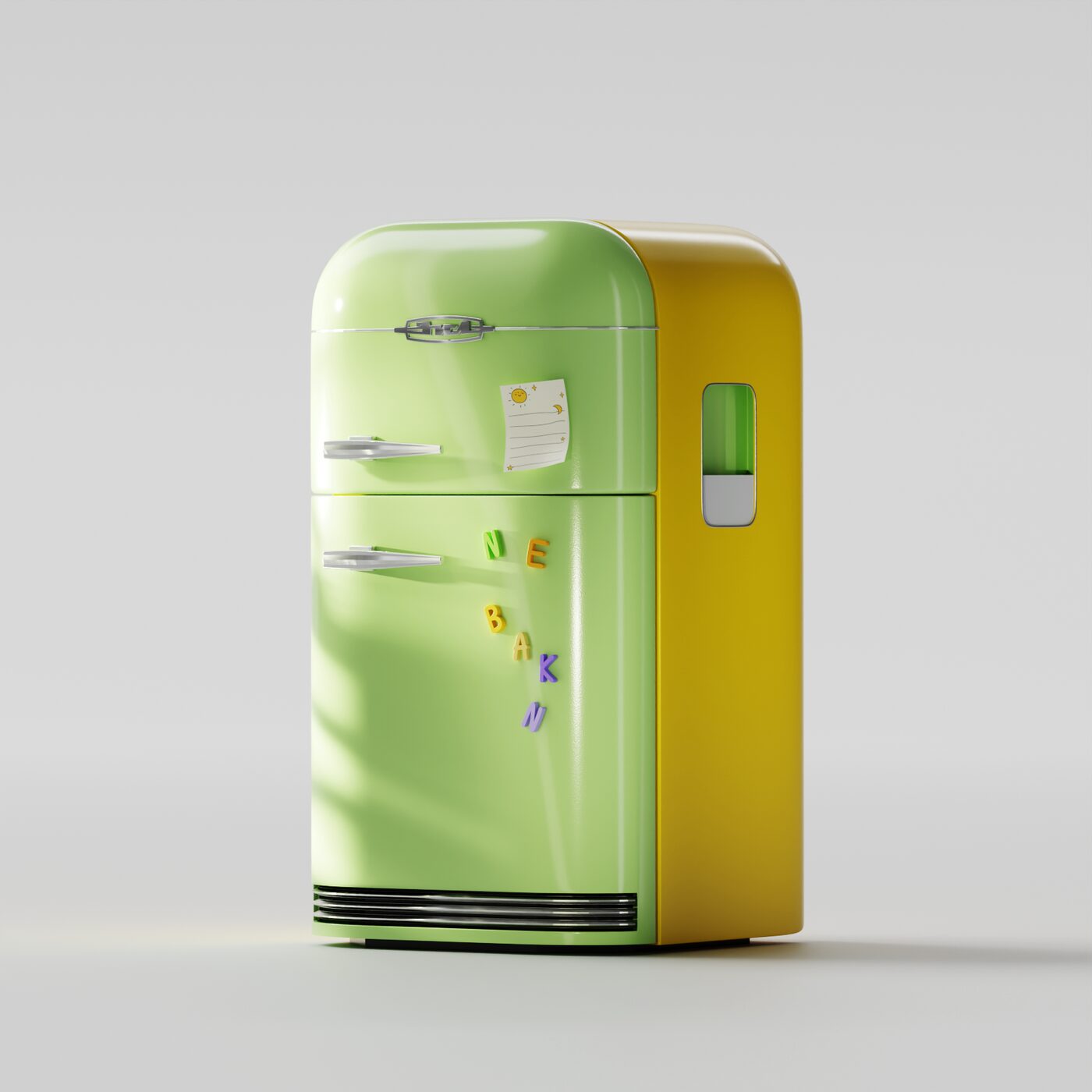 Retro fridge with magnetic letters